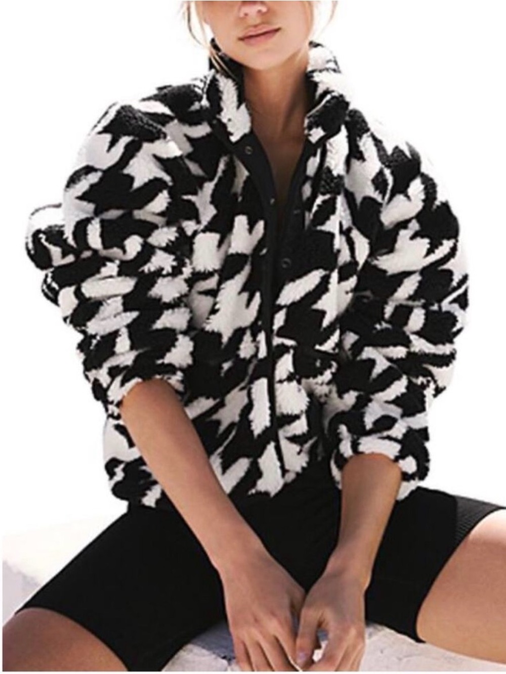 Free People FP Movement Rocky Ridge Fleece teddy Jacket, full snap, size Large